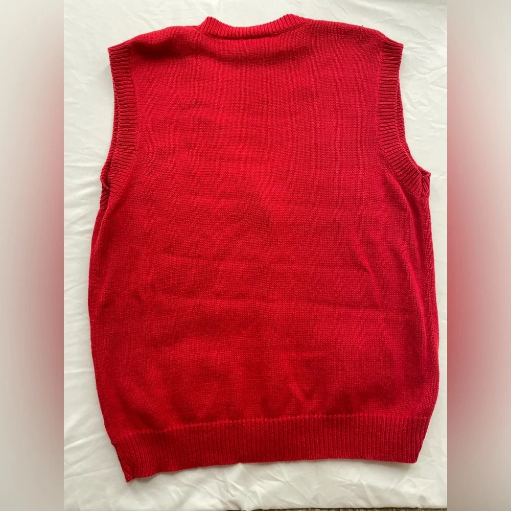 Vintage Laura Gayle Button Up Red Christmas Sweater Vest - Picture 5 of 10